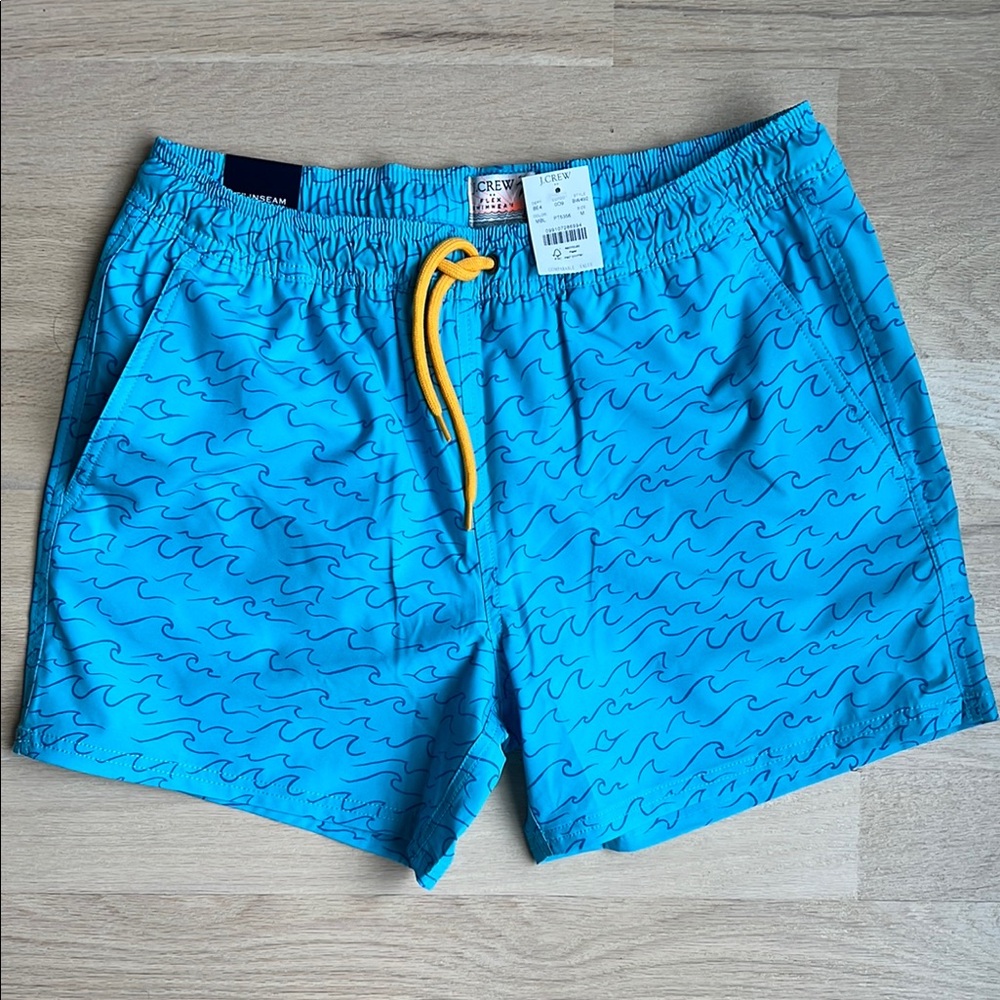 J. Crew Blue and Yellow Swim Trunks with Relaxed Fit